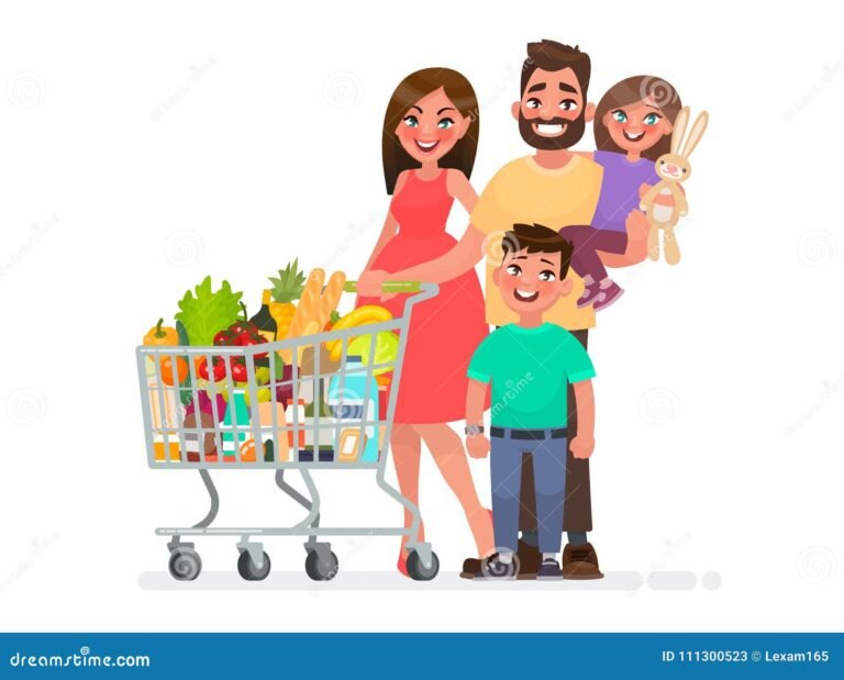 iloinen ostoskori taynna erilaisia tuotteita