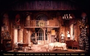 teatterin lavasteet ja valaistus lavalla